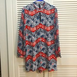 Patterned long sleeved romper